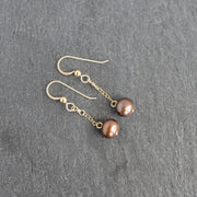 Chocolate Brown Pearl Single Dangle Earrings - Yay Hawaii