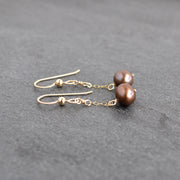 Chocolate Brown Pearl Single Dangle Earrings - Yay Hawaii