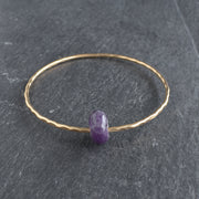 Amethyst Rondelle Gemstone Bangle - Yay Hawaii