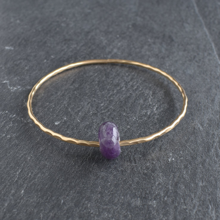 Amethyst Rondelle Gemstone Bangle - Yay Hawaii