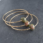 Unakite Rondelle Gemstone Bangle - Yay Hawaii