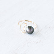 Crescent Moon Pearl Bypass Ring - Yay Hawaii