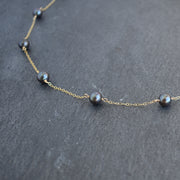 Dainty 8mm Black Pearl Station Necklace - Yay Hawaii