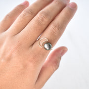 Crescent Moon Pearl Bypass Ring - Yay Hawaii