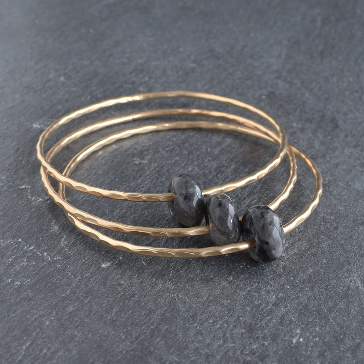 Larvikite Rondelle Gemstone Bangle - Yay Hawaii