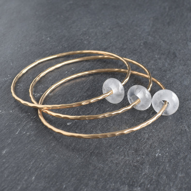 Clear Quartz Rondelle Gemstone Bangle - Yay Hawaii
