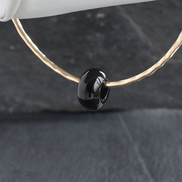 Black Agate Rondelle Gemstone Bangle - Yay Hawaii