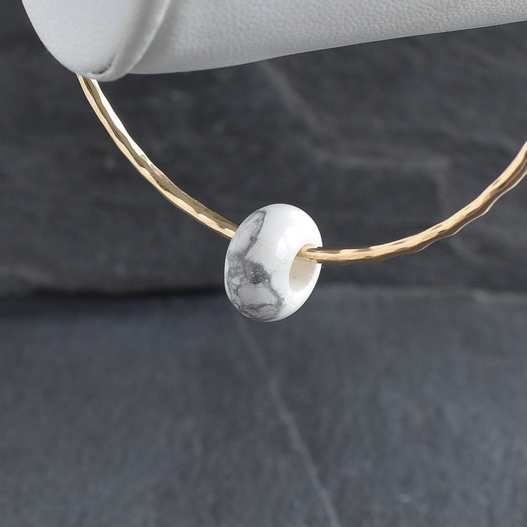 Howlite Rondelle Gemstone Bangle - Yay Hawaii