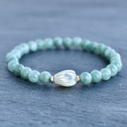 6mm Jade Stretchy Bracelet - Single MEDIUM Pikake - Yay Hawaii