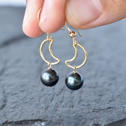 Cute Crescent Moon Earrings with Pearls - Yay Hawaii