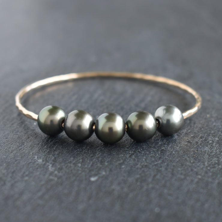 Five Tahitian Pearl Bangle Bracelet - Yay Hawaii