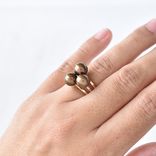 Dainty Brown Pearl Kahi Stacking Ring - Limited Quantity - Yay Hawaii
