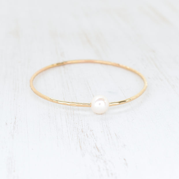 Adult White Freshwater Pearl Bangle - Yay Hawaii