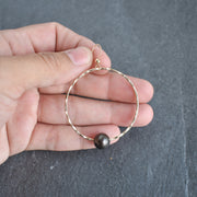 Black Pearl Hoop Earrings - Large - Yay Hawaii