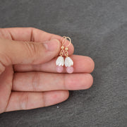 Rose Quartz and Pikake Cluster Earrings - Yay Hawaii