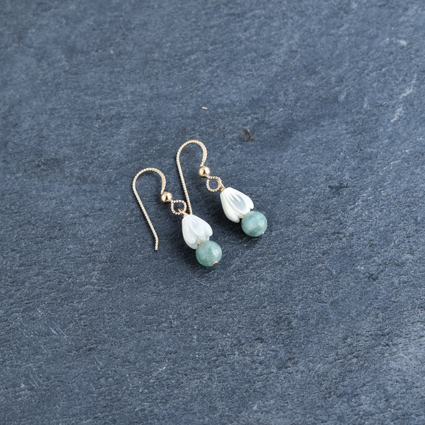 Cute Jade and Pikake Cluster Earrings - Yay Hawaii