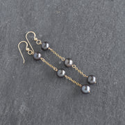 Dainty Chain Link Black Pearl Earrings - Yay Hawaii