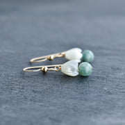 Cute Jade and Pikake Cluster Earrings - Yay Hawaii