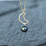 Cute Crescent Moon Necklace with Pearl - Yay Hawaii