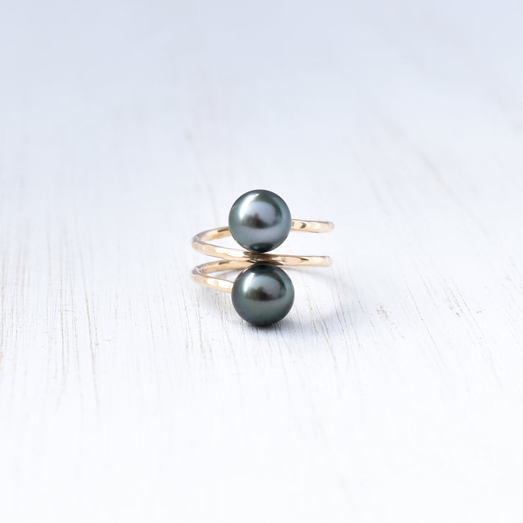 Tahitian Pearl Double Bypass Ring - Yay Hawaii