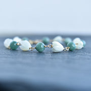 Linked Jade and Pikake Bracelet with Extender - Yay Hawaii