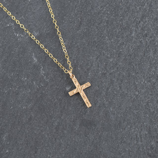 Small Engraved Filigree Cross Necklace - Gold or Silver - Yay Hawaii