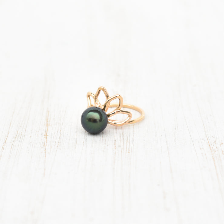 Half Tiare Ring with Pearl - Yay Hawaii