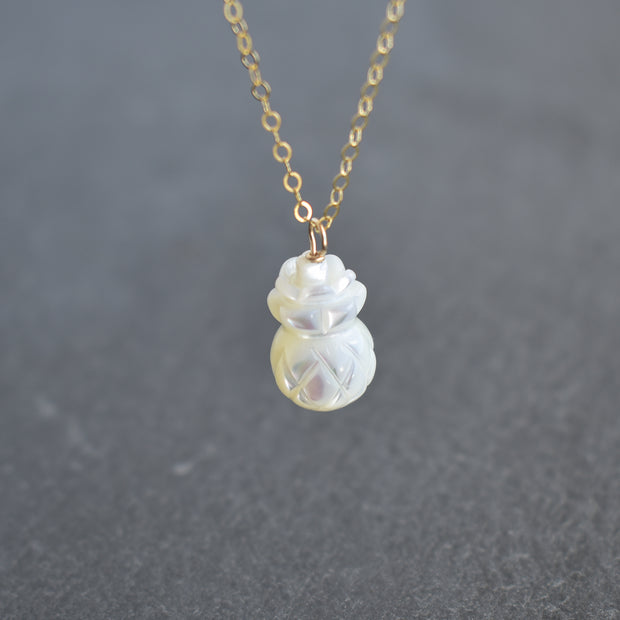 Carved Mother of Pearl Pineapple Necklace - Yay Hawaii