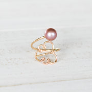 Edison Pearl Monstera Bypass Ring - Yay Hawaii