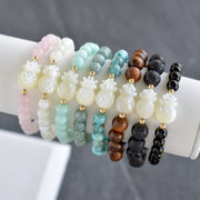 Mother of Pearl Pineapple and Gemstone Stretchy Bracelet - Yay Hawaii