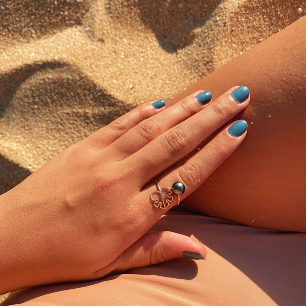 Monstera Bypass Pearl Ring - Tahitian or Freshwater Pearl - Yay Hawaii